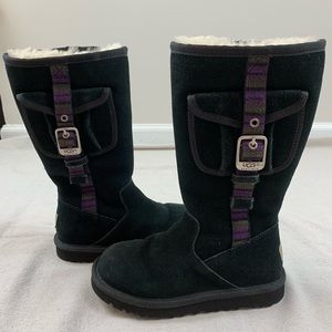 Girls Black Zippered UGG Boots :: Size 13